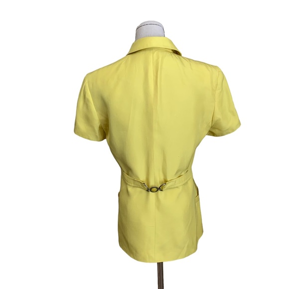 Vintage 90s Istante Versace Bright Yellow Silk Jacket Medusa Button sz 42 - Picture 7 of 16